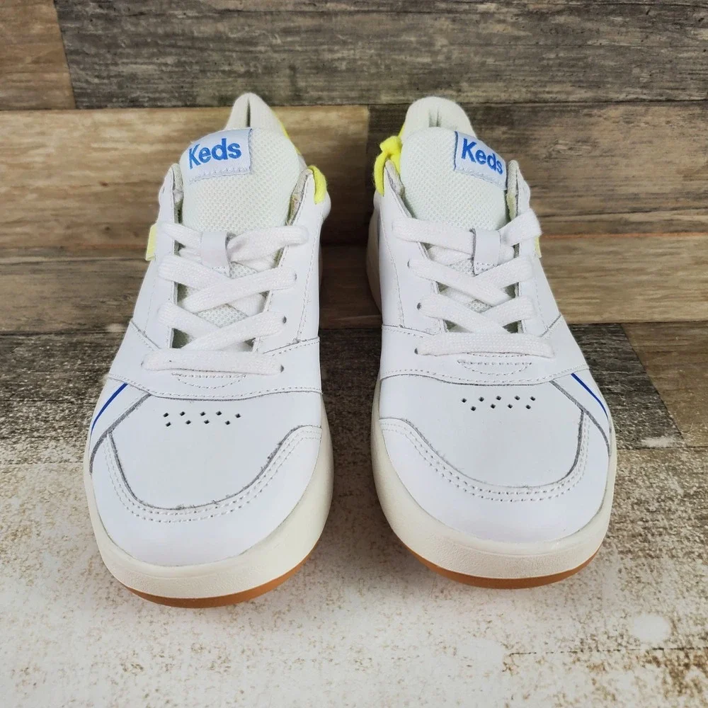 Keds The Court Womens Shoes Sz 6 White Multi Leather Lace Up Pickleball Sneakers